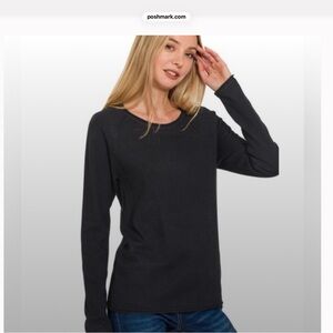 ZENANA Viscose Crew Neck Long Sleeves Sweater Black Large